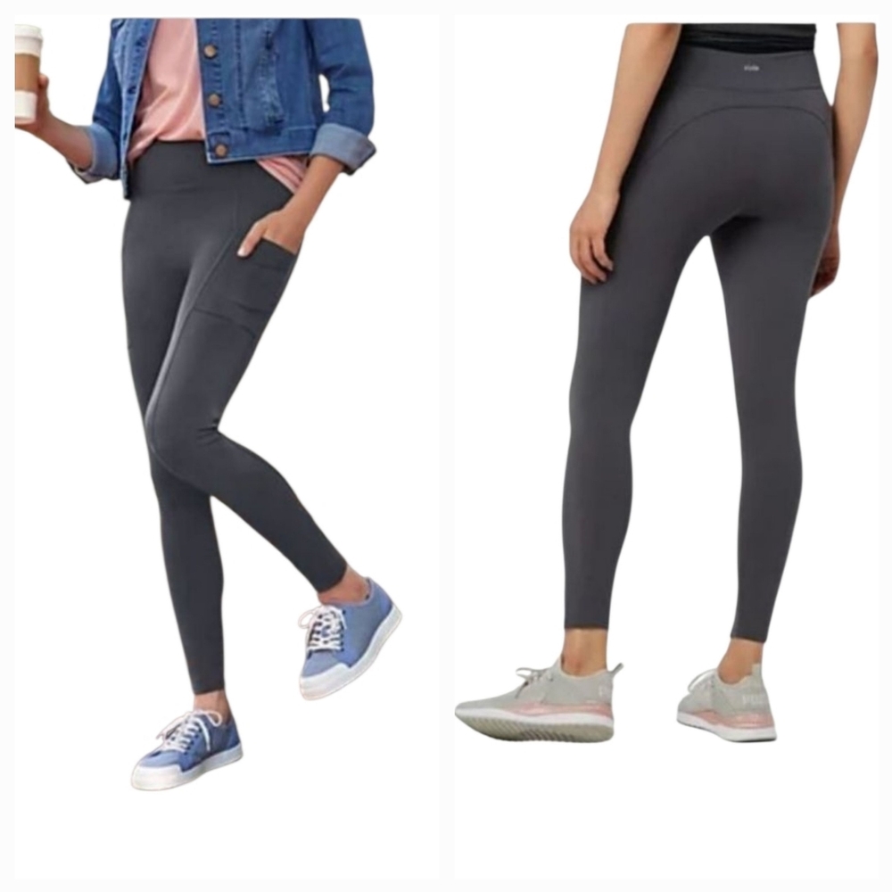 ZUDA Navy Blue High-Rise Athletic Leggings with Side Pockets Stretch Activewear